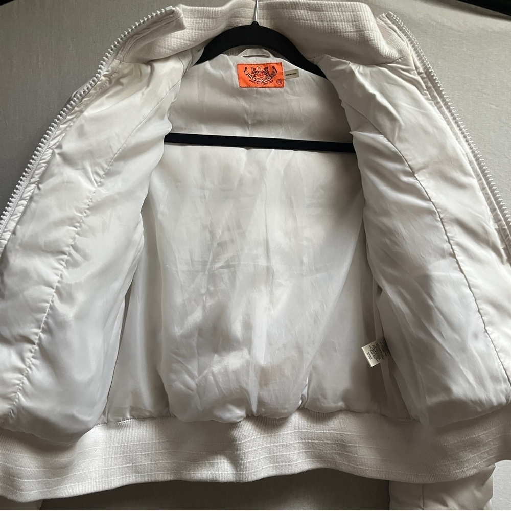 Juicy Couture White Down Feather Hooded Cropped Puffer Jacket Size S - Picture 4 of 9